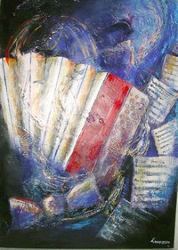 L`accordéoniste - Gouache - 110 x 80